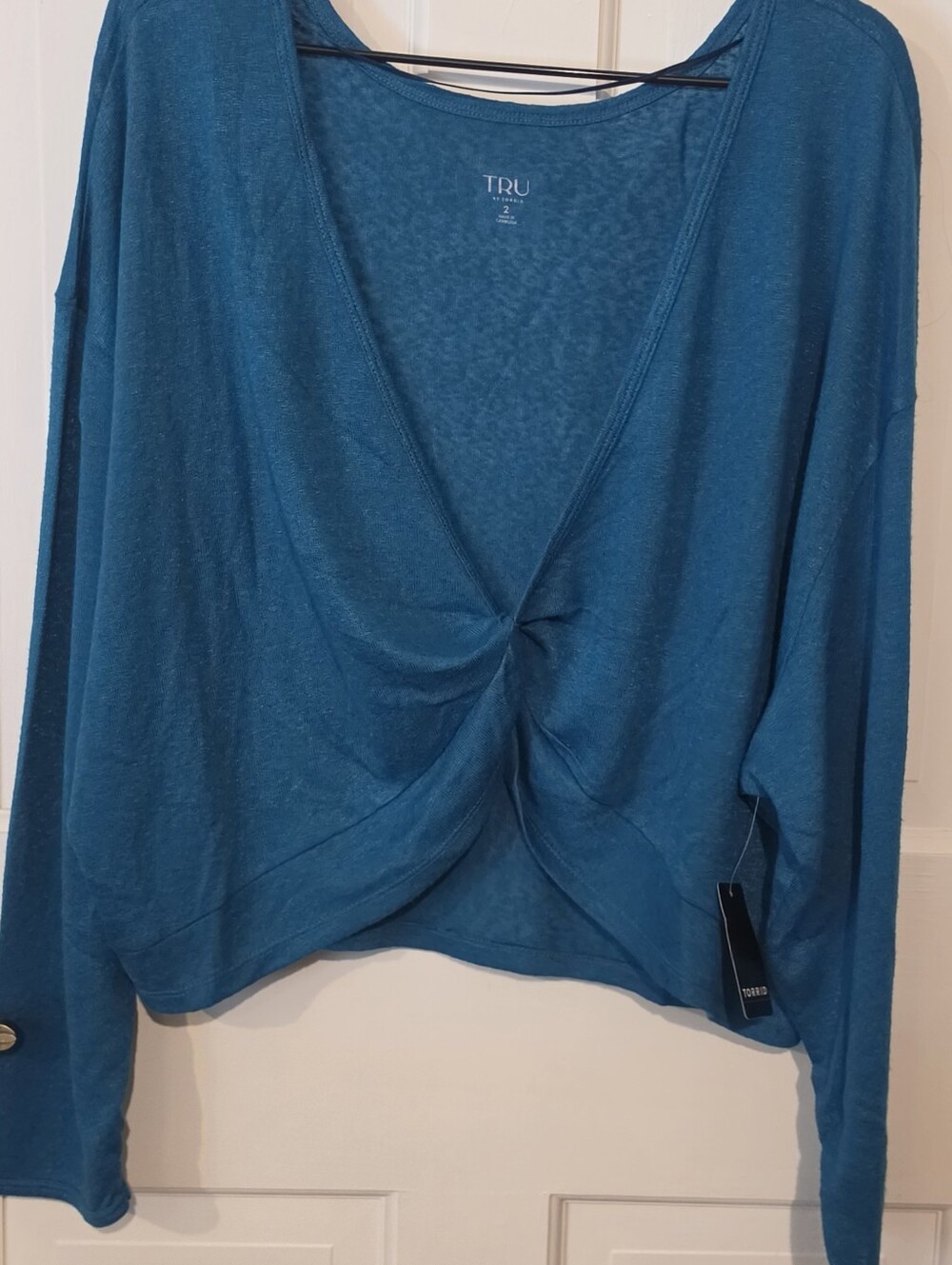 NWT Torrid TRU Hacci Reversible Crop Overshirt Blue Teal Size 2 Plus Size